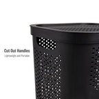 Mind Reader Slim Laundry Hamper with Lid, 60L Clothes Basket, Ventilated Plastic, Black - color: Black, size: Single
