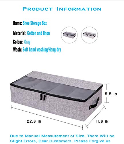 AARAINBOW 2 Packs Foldable Under Bed Clothes Organizer with Lids, Underbed Storage Container with Adjustable Dividers, UnderBed Storage Bins with Handles and Clear Window (Gray+Light Gray) - color: Gray+Light Gray