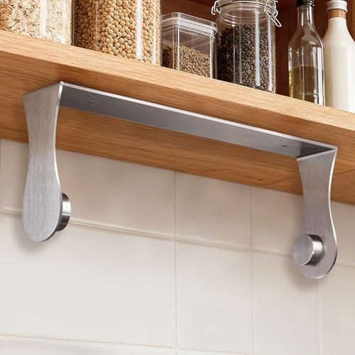 Paper Towel Holder Under Cabinet, Stainless Steel, Silver, Adhesive & Wall Mount, Under Counter Paper Towel Rack for Kitchen and Bathroom, Home and Kitchen Decor - color: Silver
