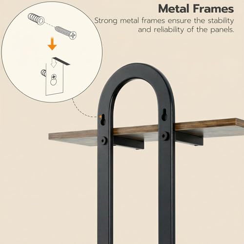 Arched Floating Shelves Set of 2, 15" Vintage Distressed Wall Mounted Shelves with Capsule Frame, Rustic Burnt Wood Hanging Shelves for Bathroom, Living Room, Kitchen, Brown - color: Brown