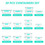 VERONES 30 Pieces Glass Meal Prep Containers Set, Stackable Glass Food Storage Containers with Lids-Airtight Lunch Containers，for Microwave, Oven, Freezer & Dishwasher,Green - color: Green
