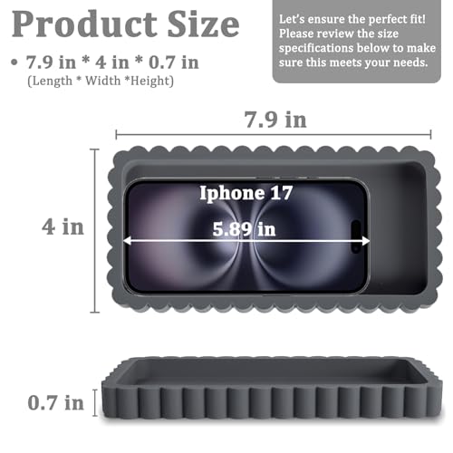 Small Silicone Bathroom Vanity Tray, Sink Caddy for Dish Soap Dispenser, Sponge Holder for Kitchen Sink, Rectangle Bathroom Countertop Organizer for Perfume, Jewelry, Candle (7.9” * 4”, Dark Grey) - color: Dark Grey, size: 7.9" x 4" x 0.7"