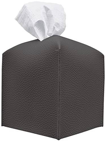 Carrotez Tissue Box Cover, [Refined] Modern PU Leather Square Tissue Box Holder - Decorative Holder/Organizer for Bathroom Vanity Countertop, Night Stands, Office Desk & Car 5"X5"X5" - Charcoal - color: Charcoal, size: [Square]