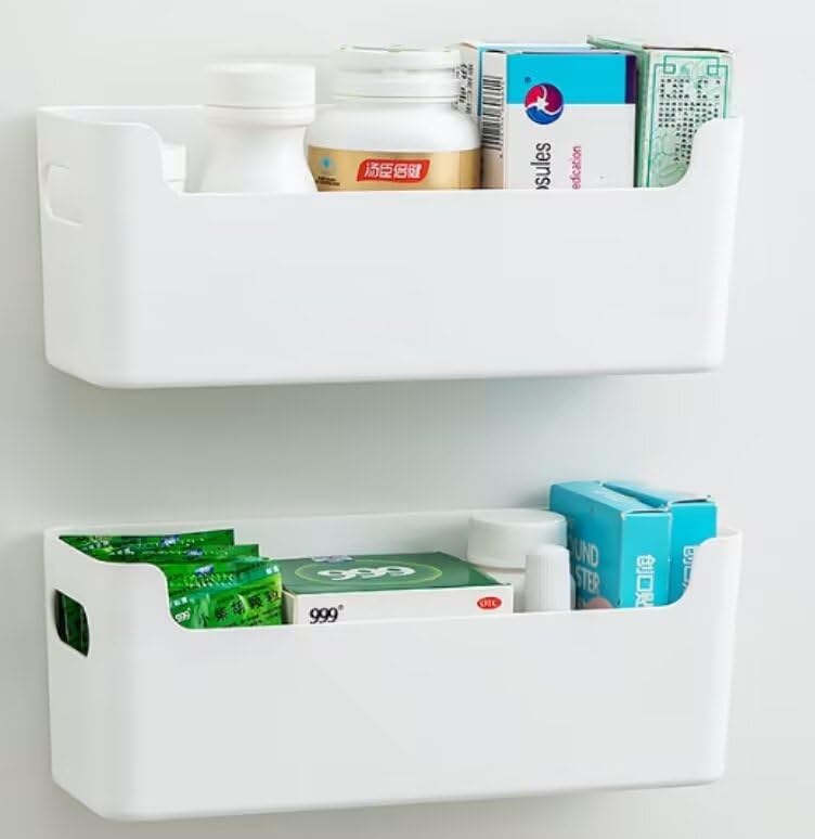 3 Pcs Kitchen Cabinet Door Organizer, Adhesive Mount Inside Cabinet Door Storage, Under Sink Storage Shelf for Kitchen,Bathroom,Office (White) - color: White, size: 3 Pcs