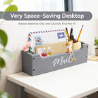 White Wooden Mail Organizer Countertop (Grey + White) - color: Grey + White