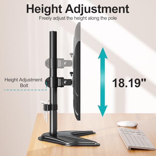 MOUNT PRO Single Monitor Stands Fits 13-32 inch/17.6 lbs Screen, Free-Standing Computer Monitor Mount for Desk, Display Standing with Adjustable Height/Tilt/Swivel/Rotation, VESA 75x75 100x100 - color: Black, size: Single
