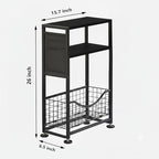 Skinny Side Table with Storage, 3 Tier Slim Side Tables for Small Spaces, Skinny End Table Narrow Bedside Table Narrow Side Table for Living Room, Bedroom - color: Black