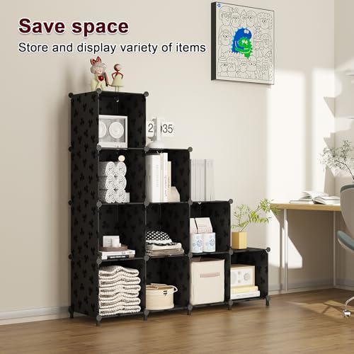 UNKU Cube Storage Organizer, 10 Cube Closet Organizer Storage Shelves, DIY Stackable Bookcase, Clothes Organizer Shelf for Closet, Bedroom, Living Room, Cabinet, Home, Office, Black - color: Black, size: 10cube
