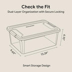 MACOPRO 17QT Craft Storage Box with 2 Removable Caddy Trays, Clear Stackable Plastic Organizer with Lid for Art Supplies, Beads, Sewing Tools, Pens & Kids Toys (White, 1Pack-2-in-1) - size: 1Pack-2-in-1