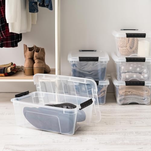 IRIS USA 13 QT Plastic Storage Box with Lid and Latches - 6 Pack - BPA-Free, See-Through Organizing Solution, Durable Nestable Stackable Containers, Secure Pull Handle - Clear - color: Clear, size: 13 Qt, style: 6 Pack