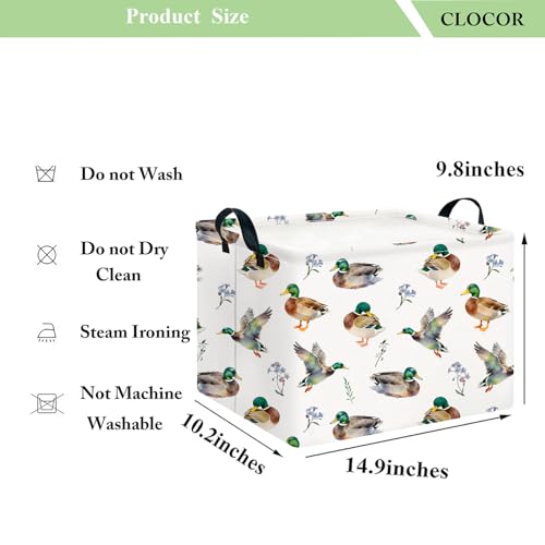 CLOCOR Rectangular Storage Basket,Collapsible Cute Pattern Storage Bin,Waterproof Books Box with Handles,Gift Basket(Mallard) - color: Mallard