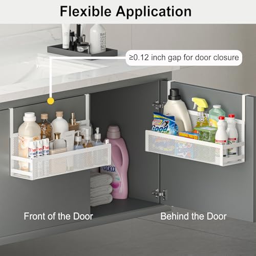 Hanging Kitchen Baskets Fine Mesh Wire Storage Basket Over Cabinet Door Organizer No Drilling Required for Kitchen Bathroom Office, Small, 2 Pack. - size: 2 Smalls