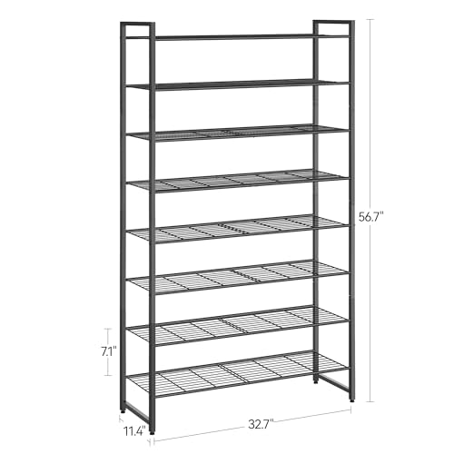Nunsino Shoe Rack for Closet, Metal Shoe Organizer, 8 Tier Garage Shoe Rack Max Holds 40 Pairs,Shoe Storage Shelf,Entryway, Black - color: Black, size: 8 Tier