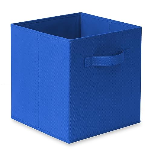 Casafield Set of 6 Collapsible Fabric Cube Storage Bins, Royal Blue - 11" Foldable Cloth Baskets for Shelves, Cubby Organizers & More - color: Royal Blue, size: 10.5" x 10.5" x 11"