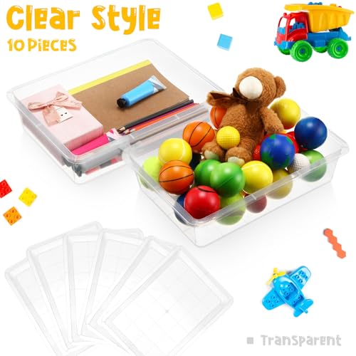 Hoteam 10 Pcs Flat Storage Organizer Tray Bin Paper Tray for Classroom Plastic Stackable File Organizer for School Office Teacher Book Organization(Clear,13.78 x 9.84 x 3.15 Inch) - color: Clear, size: 13.78 x 9.84 x 3.15 Inch
