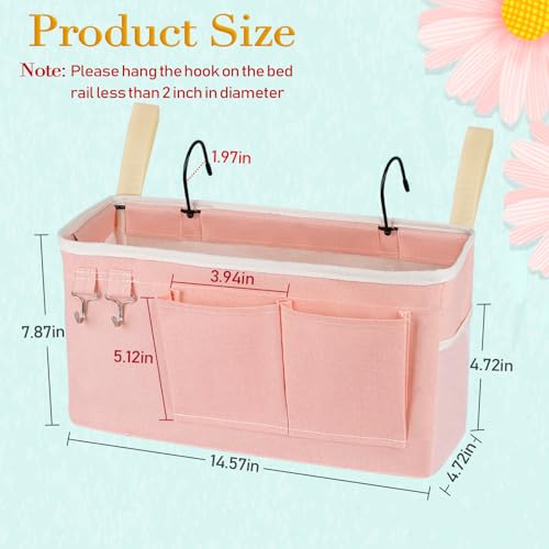Bedside Storage Caddy/Bedside Hanging Storage Bag for Headboards Bunk Beds Dorm Rooms Book Phone Magazine Holder (Light Pink) - color: Light Pink