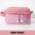 Sooez High Capacity Pencil Case, Big Pencil Bag Pouch Box Organizer Pen Case, Portable Journaling Supplies with Easy Grip Handle & Loop, Asthetic Supply for Girls Adults, Pink - color: Pink
