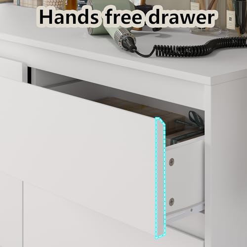 Furniouse Modern 9 Large Storage Drawers Dresser for Clothes Organizer, White Modern Chest of Drawers for Closet, 60" Long Drawer Organizer Cabinet for Bedroom,Living Room,Entryway,Hallway - size: 15"D x 59.1"W x 31.5"H (9 Drawers)