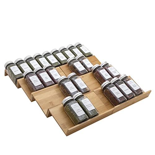 Bamboo Spice Rack Drawer Organizer - 8 Piece Set - 8" or 16" Wide - size: 16"
