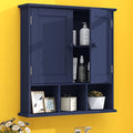 TaoHFE Blue Bathroom Over The Toilet Storage Cabinet,Wall Medicine Cabinet Organizer with 2 Door Adjustable Shelves,Wooden Modern Bathroom Shelves Wall Mounted Laundry Room - color: Blue