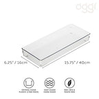 Oggi Clear Drawer Organizer - 6" X 15" - Ideal for Organizing Kitchen Drawers, Office, Desk, Silverware, Kitchen Utensils, Cosmetics and Bathrooms (Pack of 2) - size: 6" by 15" (Pack of 2)
