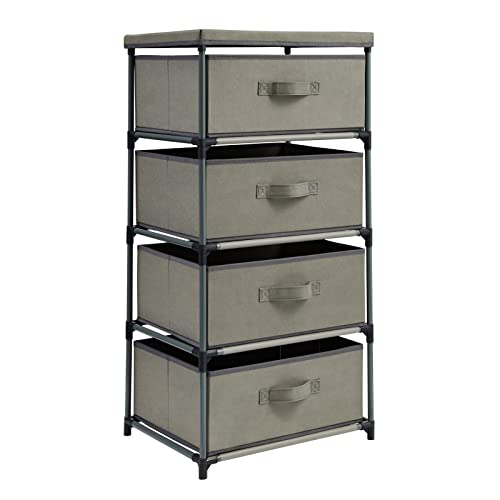 Juvale 4-Tier Dresser for Bedroom - 16.5 in x 13 in x 33 in, Light Gray Fabric, 4 Drawers - Narrow Closet Storage Drawers & Organizer - Steel Frame & Easy Assembly - color: Light Gray