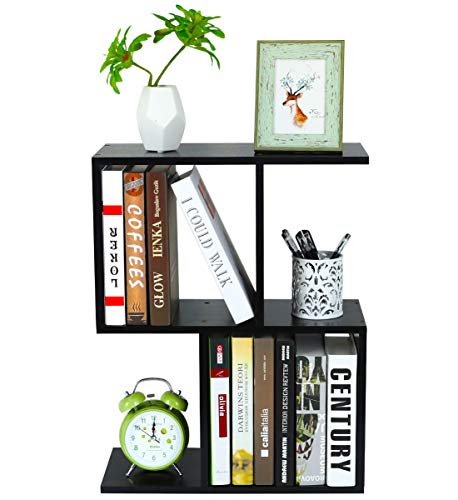 PAG Desktop Shelf Freestanding Wooden Small Bookshelf Desk Supplies Organizers and Accessories Storage Display Rack Office Dorm Decor for Women, Black - color: Black, size: Style 4