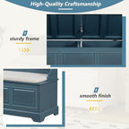 Knocbel Rustic Entry Storage Bench with Hidden Compartments and Removable Cushion, Wooden Entryway Hallway Foyer Shoe Bench Bedroom End of Bed Bench (Antique Navy and Beige) - color: Antique Navy and Beige