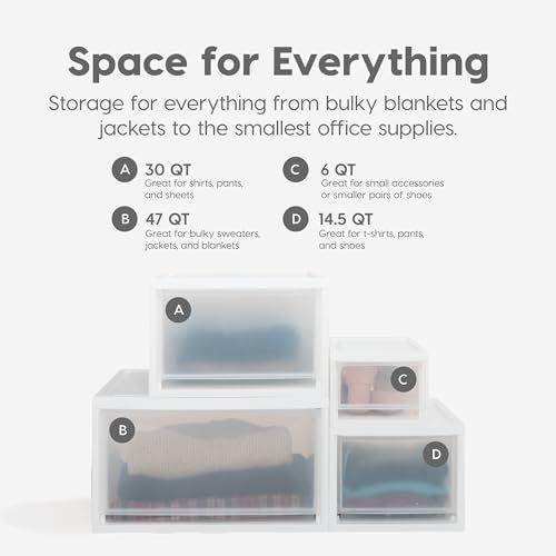 IRIS USA 47 Qt. Extra-Large Stackable Storage Drawer Plastic Drawer Organizer with Clear Doors, for Pantry Bedroom Closet Kitchen Under-Sink Home and Office De-Clutter Shoes and Crafts, White, 2-Pack - size: 47 Qt., style: 2 Pack