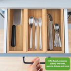 Kigley 8 Pieces Bamboo Drawer Organizer Kitchen Utensils Wooden Utensil Stackable Wooden Storage Box Bamboo Silverware Tray for Drawer(12 x 3 x 2 Inch,Wood) - size: 12 x 3 x 2 Inch