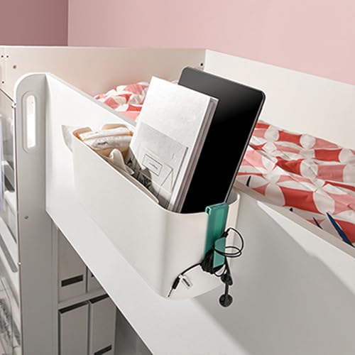 Bedside Storage Caddy Organizer, 2 Pcs Bedside Bunk Table Bed Shelf Holder, Hanging Basket Storage Box Magazine Holder for College Dorm Loft Bed Side Rail Rv Bathroom Desktop Bunk Bedside