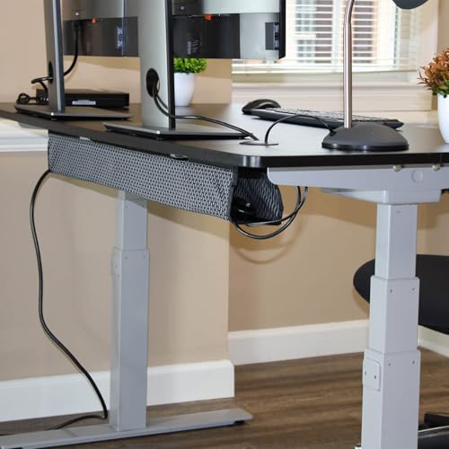 PERFECT POSTURE Mesh Cable Organizer – Under Desk Cable Management with Adjustable Straps, Flexible Mesh, Easy-Access Design, & Standing Desk Compatible – 37.4” (Gray) - color: Gray, size: 38"