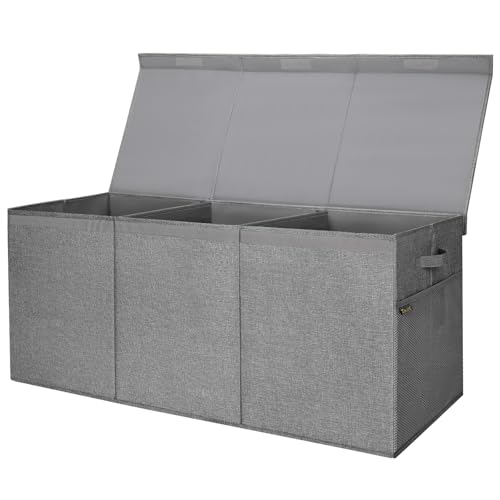 BALEINE Fabric Storage Bins with Lid, Collapsible Extra Large Storage Boxes Bins Baskets with Divider for Home Organizing (37.5"x13"x16", Grey) - color: Grey, size: 37.5"x13"x16"