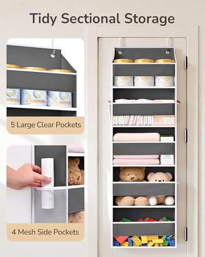ULG Over the Door Organizer 2-Pack Door Hanging Organizer Closet Door Organizers and Storage for Clothes, Shoes, Toys Grey - color: Dark Grey, size: 2 Pack