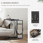 Colima C Shaped End Table with Charging Station (Black, Extra Large) - color: Black