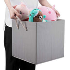 Foldable Bamboo Fabric Storage Bins [set of 4] with Cotton Rope Handles, Collapsible Organizer Boxes Basket - 10.5 x 10.5 x11 inch (Gray) - color: Gray