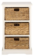 SAFAVIEH Home Collection – Halle Ivory 3-Drawer Basket Storage Side Table, Coastal Accent Design, Fully Assembled (AMH5738K) - color: Ivory