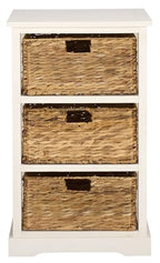 SAFAVIEH Home Collection – Halle Ivory 3-Drawer Basket Storage Side Table, Coastal Accent Design, Fully Assembled (AMH5738K) - color: Ivory