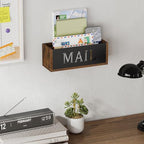 YINMIT Desk Mail Organizer, Wall Mount Mail Holder with 2 Slots, Mail Holder for Desk, Desk Mail Basket, Mail Organizer Countertop, Envelope Holder - color: Rustic Brown - Style B