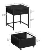 CHOEZON End Table, 19.7 Inch Square Side Table, Mini Fridge Stand with Storage, Nightstand with Mobile Basket Cart, for Living Room, Bedroom, Black TBZ55BB - color: Black