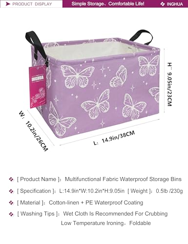 Rectangular Storage Basket Fabric Organizer Bin for Toys,Books,Clothes,Gifts,Pets-Perfect for Home,Office,Nursery,Dorm,Shelf(Rec-butterfly ) - color: Rec-butterfly