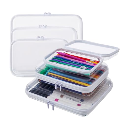 MACOPRO 6PCS Clear Zipper Pouches, Christmas Item Storage Bins, Zippered Hard Pouch Double, Portable Makeup and Cosmetic Bag, Kid's Toy Storage Organizer Bins, Hard Plastic Case, Clear Zipper Bags - size: 6Pcs-SML