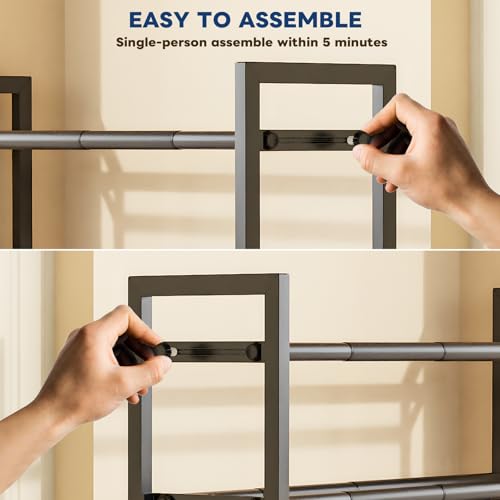 Mavivegue Expandable Shoe Rack, 2-Tier 19"-43.3" Adjustable Shoe Rack for Closet,Hall Entryway,Front Door,Garage, Sturdy Steel Space-Saving Rack, Black - color: Black, size: 2 Tier