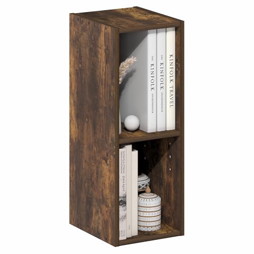 Furinno Fulda Book Shelf, 2-Tier Narrow Bookshelf, Bookcase with 6-in Width Storage Shelf, 9.3 x 5.9 x 21.2, for Living Room, Bedroom, Home Office, Amber Pine - color: Amber Pine, size: 2-Tier, 6-Inch Width