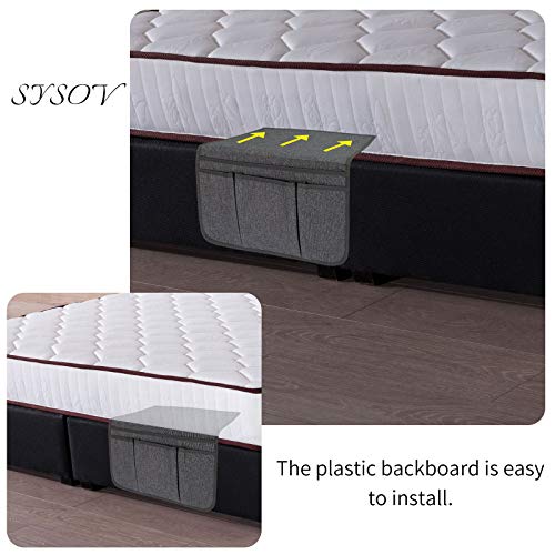 Bedside Caddy Bedside Storage Organizer Magazine Phone Tablet iPad Remote Holder, Organizer Caddy for Home College Dorm Bed, Sofa, Bunk Bed (Dark Grey) - color: Dark Grey