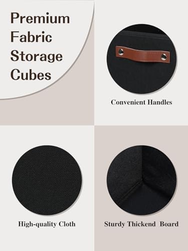 Temary 11x11 Storage Cubes Fabric Cube Storage Bins with Handles Clothes Storage Boxes Baskets for Organizing Home, Shelf, Closet (Black, 11 x 11 x 11) - color: Black, size: 11x11x11