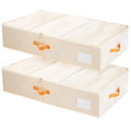 Criusia Under Bed Storage Bins with Clear PVC Lids – 2 Pack Large Underbed Organizers with Heavy-Duty Handles, Reinforced with 800G PP Panels & 80G Non-Woven Fabric – Waterproof & Foldable, Beige - color: 2 Pack Beige