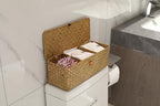 DOKOT Seagrass Woven Storage Basket with Lid, Rectangular Narrow Tampon Toilet Tank Organizer - color: 3 Section with Lid