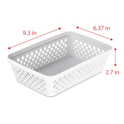 Glad Plastic Storage Basket Set - Multipurpose Drawer Trays, Kitchen Pantry Containers, and Bathroom Bins - 6 Pack Medium Organizers, White - color: White, size: Medium