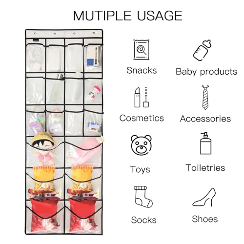 Extra Large Hanging Crystal Clear Over Door Shoe Organizers, Closet Shoe Organizer Shoe Rack Organizer Shoe Storage, 12+6Pockets, 4Hooks, white (59"x 21.6") - color: wh&tr